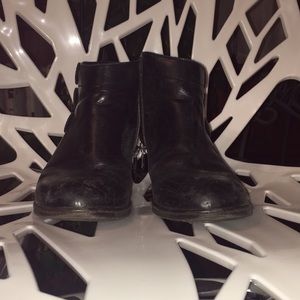 Gently worn black Doc Martens short booties.